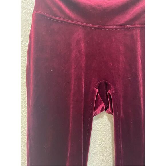 Spanx Womens Rich Burgundy High Rise Velvet Stretch Pull On Leggings Small - Picture 4 of 7